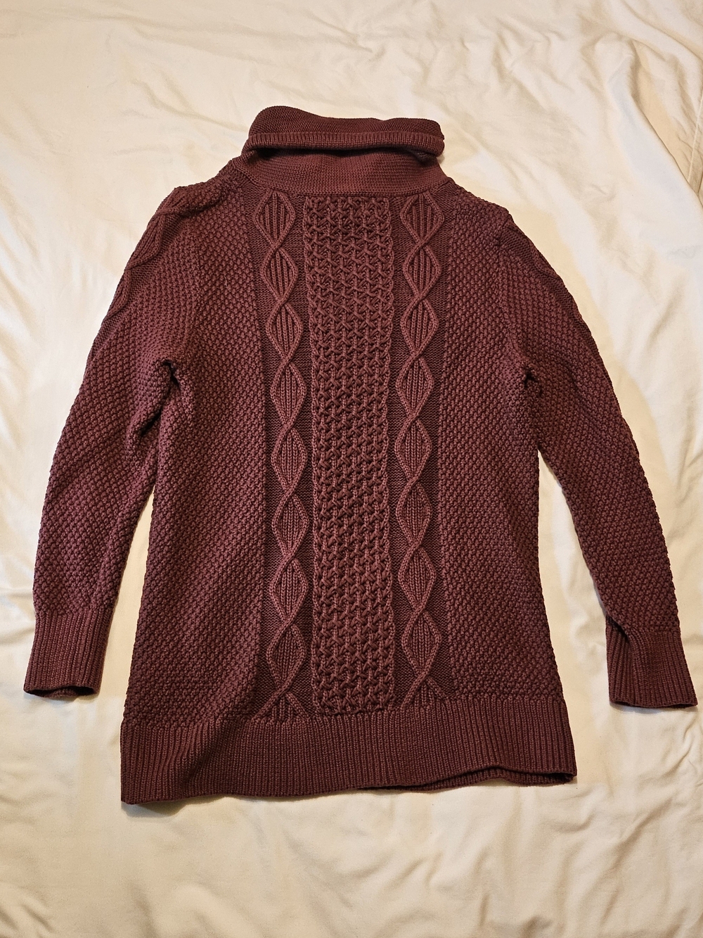 L.L. Bean Signature Cable Knit Cozy Cottagecore Autumn Winter Funnelneck Sweater - Picture 9 of 9